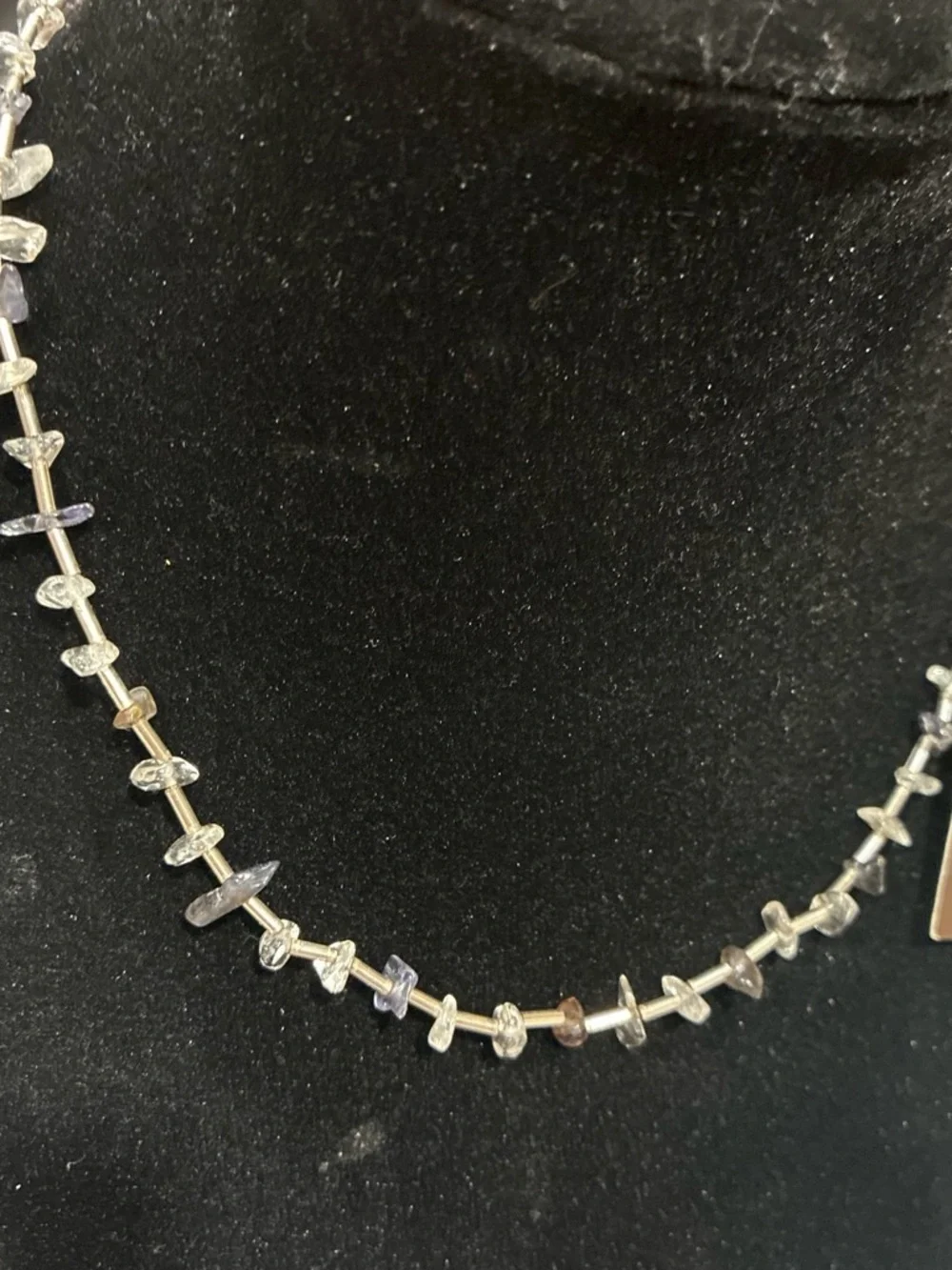Carolee Silver-Tone Necklace with brown and Clear Bead Accents